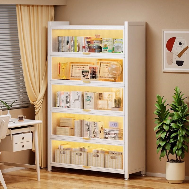 家用钢制书柜儿童防尘书架带门收纳柜客厅卧室多层落地防尘储物柜,生活电器,电话配件,淘宝优惠券,粉丝福利购,淘宝优惠卷