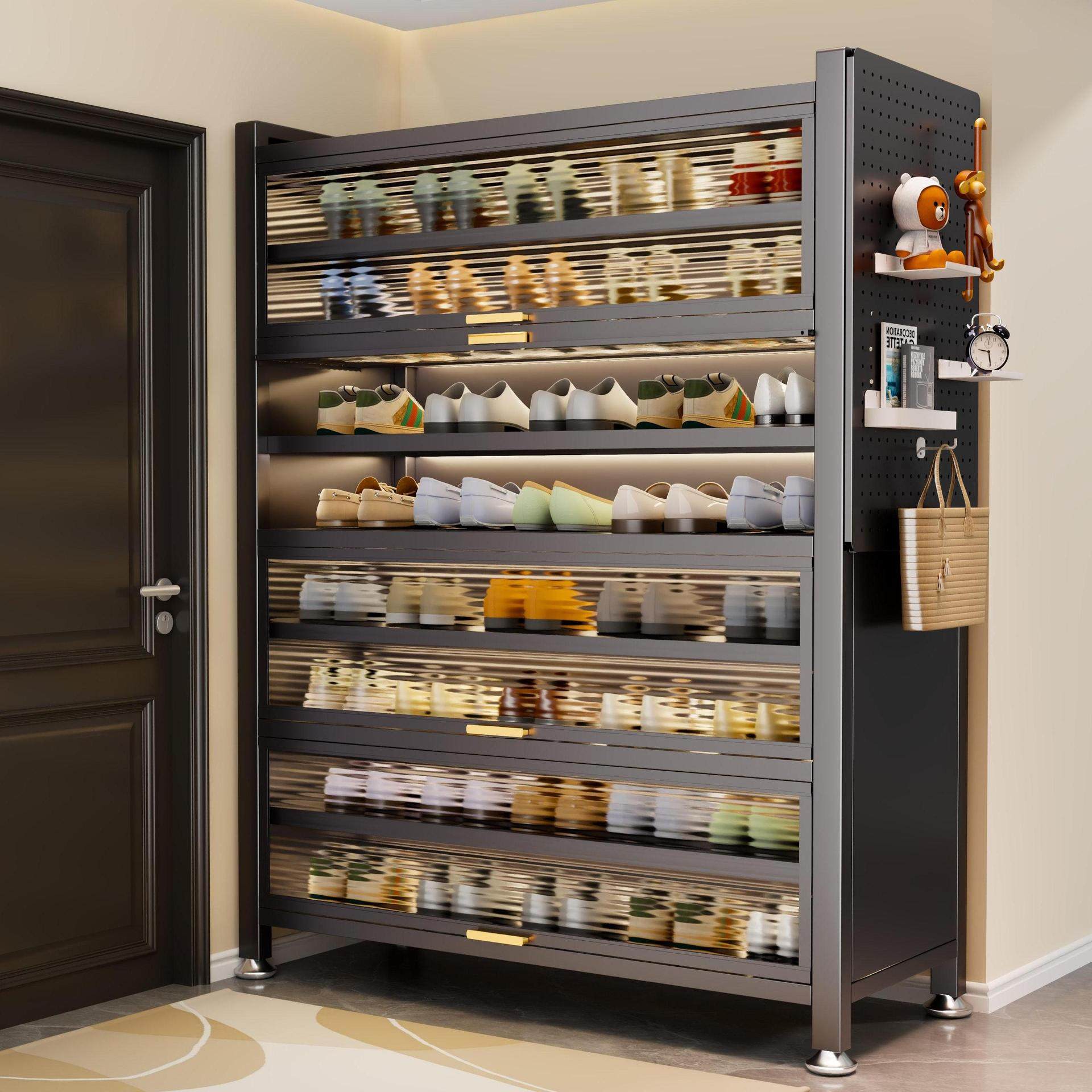 新款钢制鞋柜家用落地多层防尘鞋架门口入户玄关大容量收纳置物柜,智能设备,其他智能配件,淘宝优惠券,粉丝福利购,淘宝优惠卷