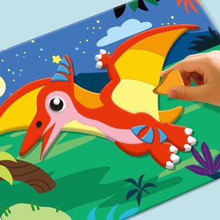 儿童恐龙eva立体贴画3 6岁幼儿园宝宝益智玩具3d免裁剪粘贴画奖励