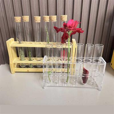 速发试管架 插花架 木质试管架 干燥花存放瓶 玻璃管