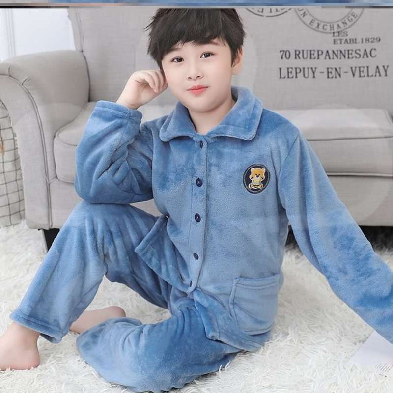 极速男宝睡衣珊h瑚绒可爱加厚粉色女童宝宝家居服中大童保暖亲肤