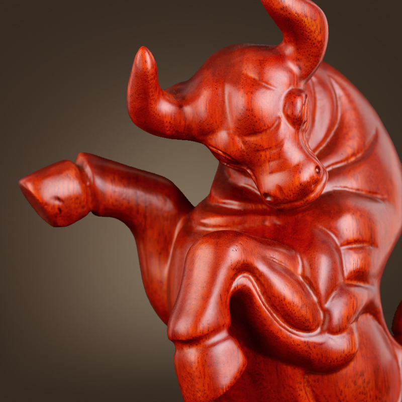 极速铁梨c木牛笔筒摆件十二生肖办公室客厅实用工艺品装饰礼品物