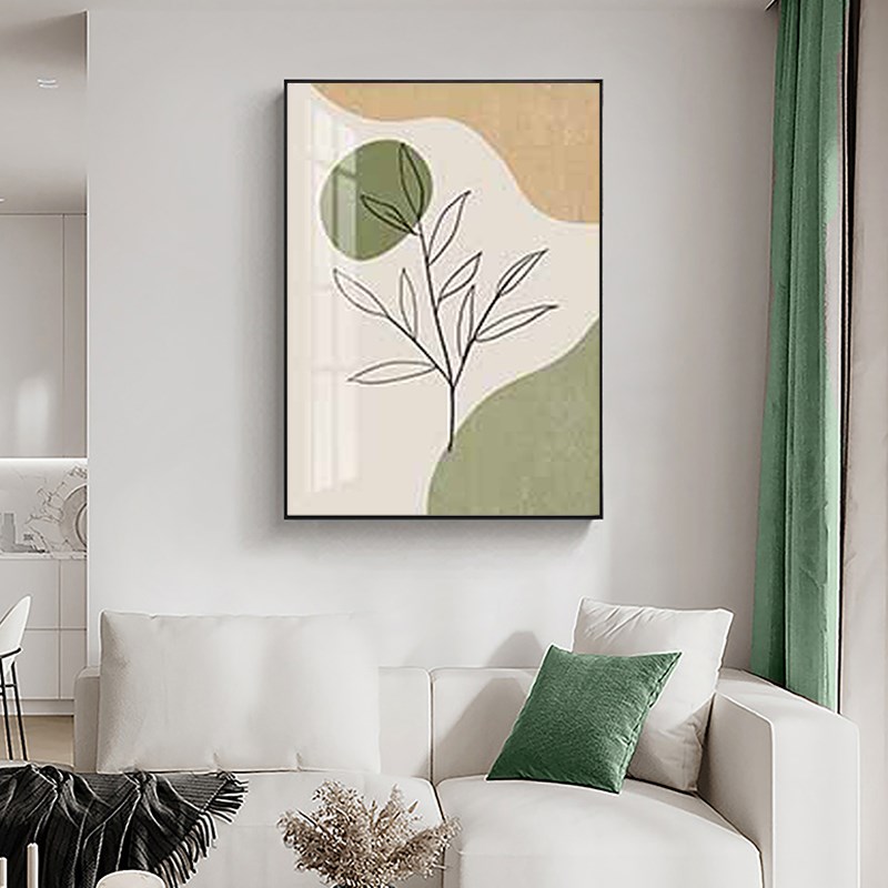 北欧ins风小h清新客厅沙发背景墙装饰画绿色植物树叶餐厅玄关挂画图片