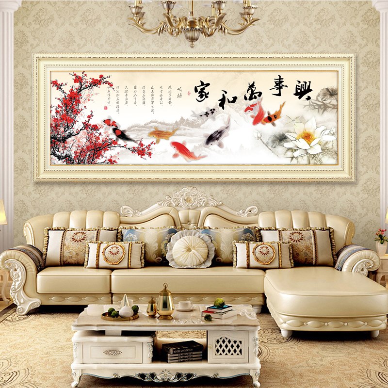 极速大气美式横幅装饰画s牡丹花开富贵挂画沙发背景墙壁画欧式客图片
