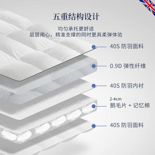 新品新DOWNLAND舒适版鹅毛床垫羽绒软垫垫子羽毛睡V垫地垫榻榻米