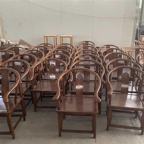 极速新中式实木泡茶桌椅圈椅x官帽椅太师椅喝茶主人椅禅意铜钱椅