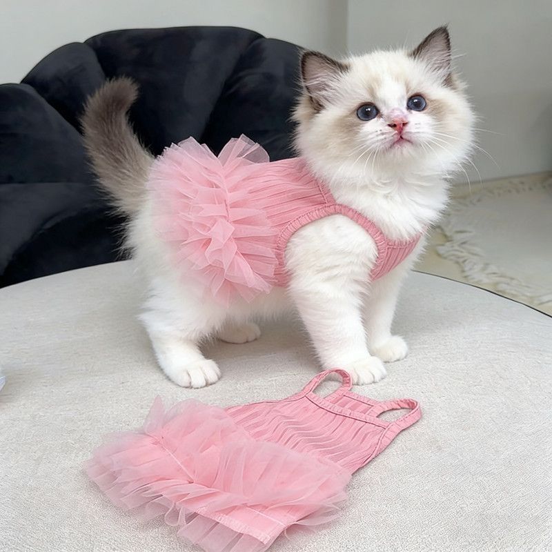 泰迪博美夏季宠物纱裙清凉蓬蓬吊带裙猫咪狗狗公主连身衣服