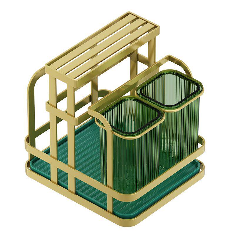 轻奢一体厨房置物架台面菜砧板刀具勺子壁挂筷子收纳筒