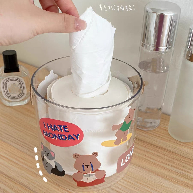 网红高级感 diy 桌面垃圾桶小水桶洗脸巾卷筒卫生纸置物收纳架