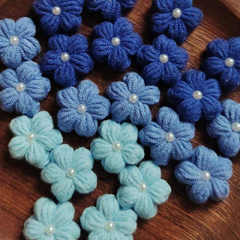 DIY泡芙花毛线胸针饰品配件手工发夹装饰点缀小花朵辅料