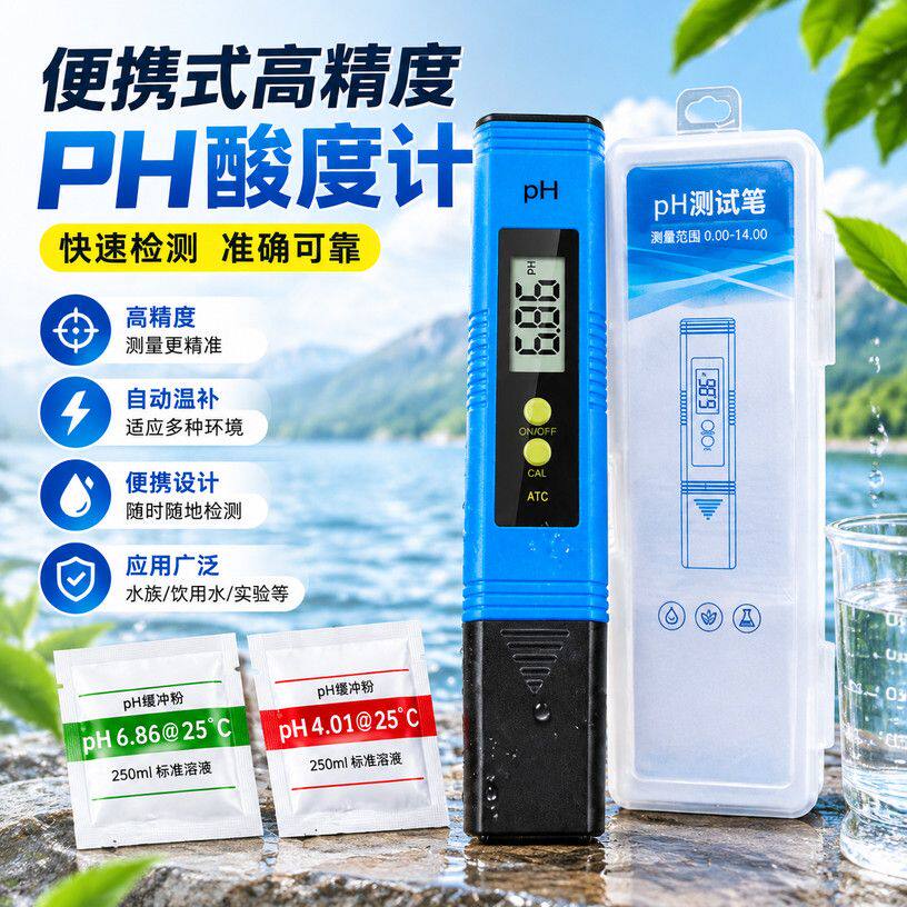 便携式PH酸碱度检测仪高精度PH 酸度计PH 测试笔景观池水质监测笔