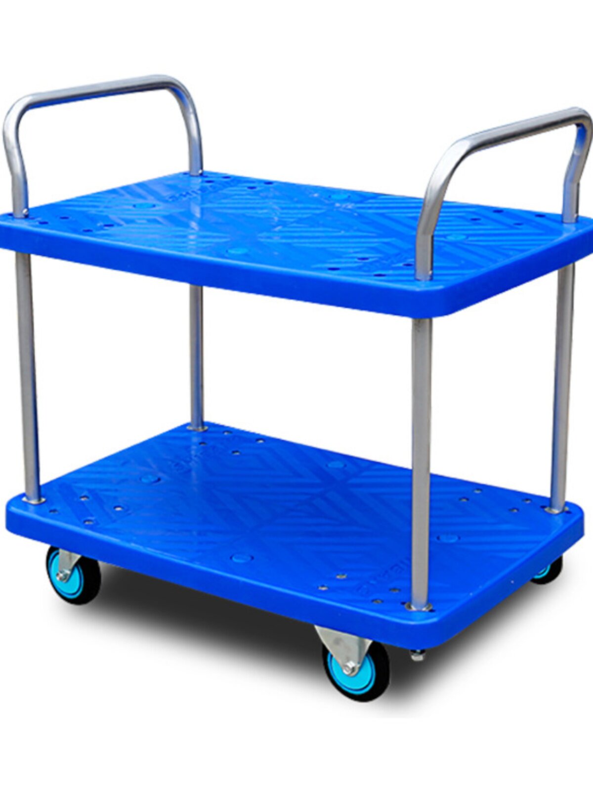 静音四轮手推车拉货货车双层 搬运车平板车加厚家用小包邮移动