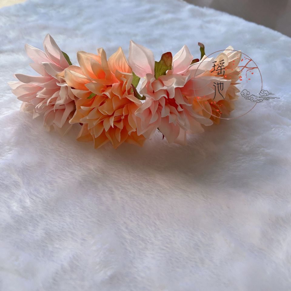四只唯美绢花牡丹发钗古装古风花朵发簪白菜花朵头饰配饰