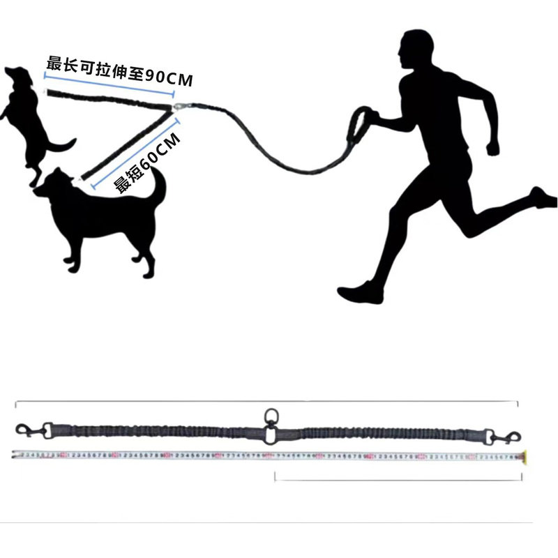 中大型犬狗狗两用牵引绳哈士奇金毛一拖二双头防缠绕伸缩宠物绳
