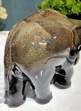 新品大号高温瓷窑变釉大象摆件/长25宽Z13高20