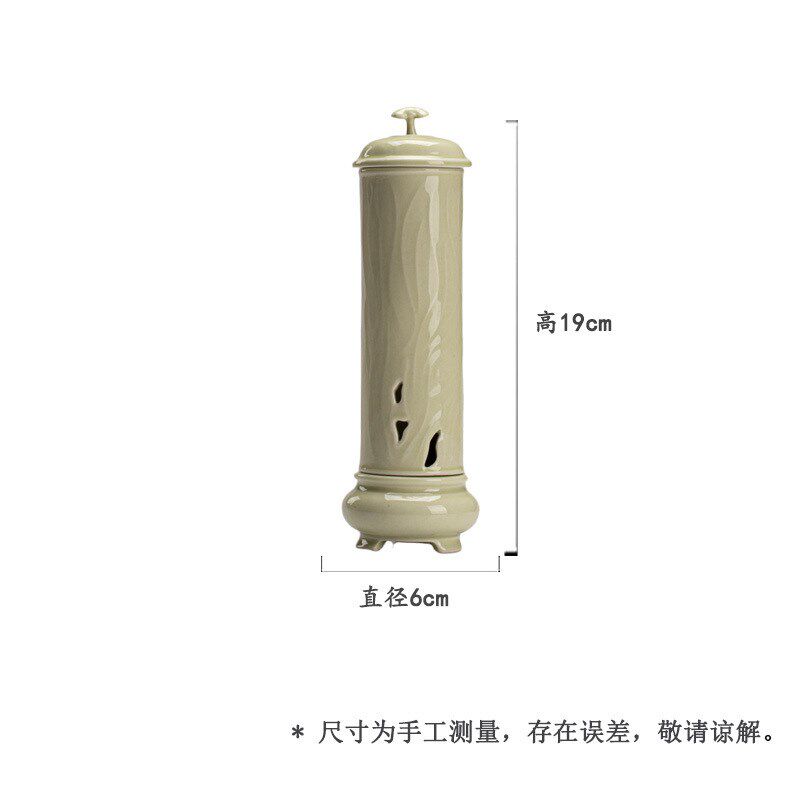 墨己彷宋绿釉陶瓷线香香炉香道配件三段式灵芝香S炉茶席摆件小香