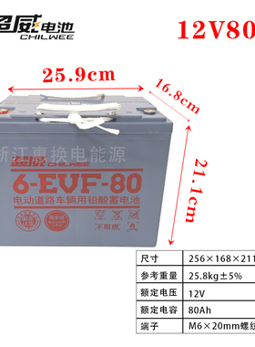 超威6EVF100电m动汽车洗地叉车环卫观光巡逻车12V80A100A蓄电池瓶
