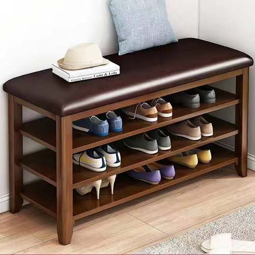 实木腿软b包换鞋凳家用门口鞋柜加凳子新中式鞋柜鞋凳入门凳式鞋