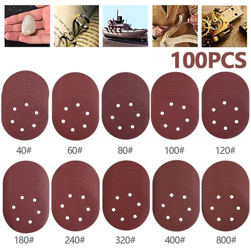 100pcs Sandiing Discs Sandpaper Sand Sheets Grit 80-300 Sand