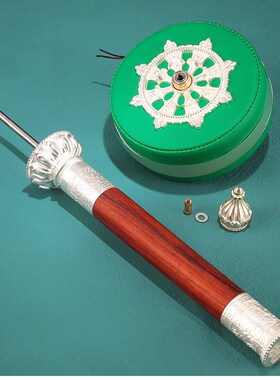 藏式手摇转轮纯铜阿弥陀佛大白伞盖21度M母手摇红皮摆件家用家居