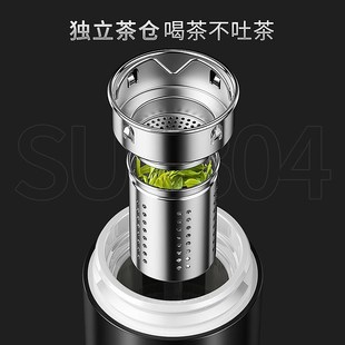 2025新款男士一键开盖高硼硅玻璃杯防摔耐高温茶水分离.泡茶水杯