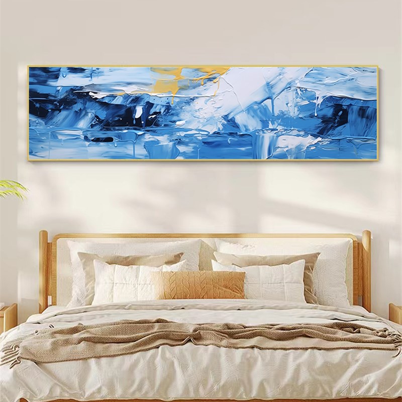 抽象艺术卧室装饰画n现代简约主卧床头挂画横幅轻奢高级感客厅壁