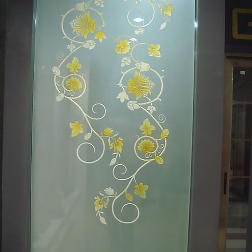 定制钢化雕刻冰雕屏风玄关隔断窗户门G芯艺术玻璃简约欧式新藤花