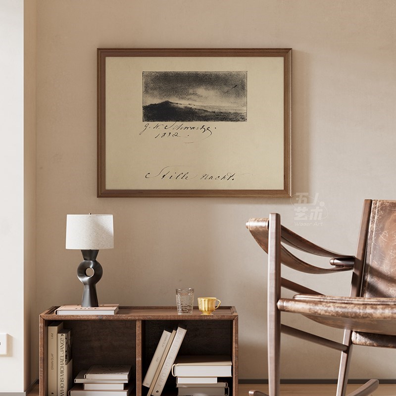 极简黑白中古风客厅装饰画法式复古卧室床头P挂画小众玄关柜壁画