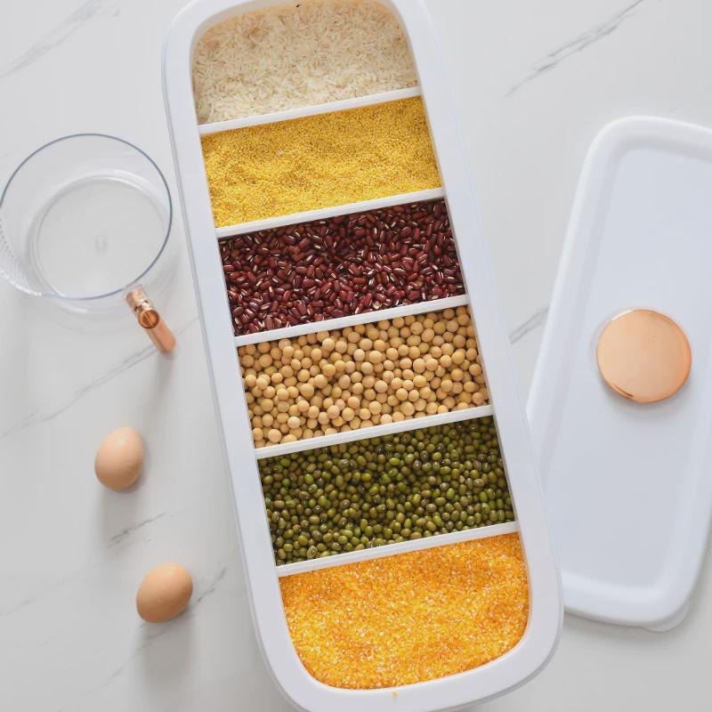 分格米桶五谷杂粮网红收纳盒大米杂粮防虫防潮密V封收纳桶储米箱