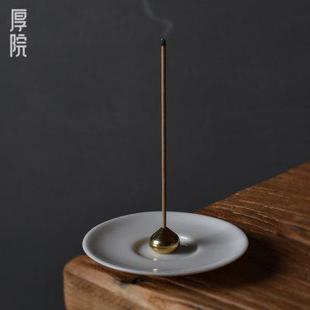 厚院羊脂玉白瓷香炉迷你小号家用熏香炉小清新办公茶室内线香托盘
