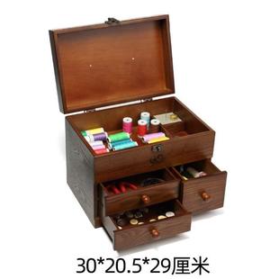 针线嫁妆手工针线盒工具收纳盒家用储物箱礼物缝纫 结婚木质便携式