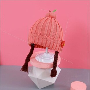 Baby hat fallj winter female baby wig knted cap super cute c