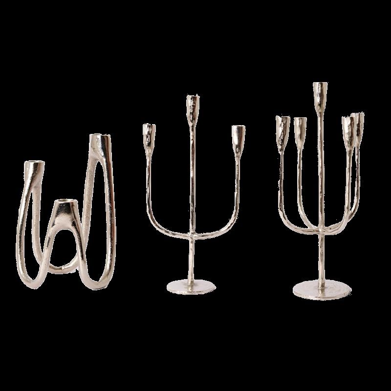 轻奢简约铝制银j色三头五头高脚烛台家居样板间酒店蜡烛台装饰摆,家居饰品,装饰摆件,淘宝优惠券,粉丝福利购,淘宝优惠卷