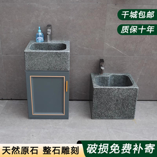 脸盆室外水池台盆阳台家用立柱盆 大理石材洗手盆柜组合户外落地式