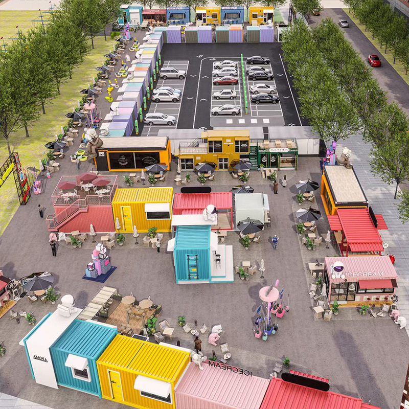 集装箱房波纹彩钢板活动主题设计网红商业街街景打造商铺咖啡店