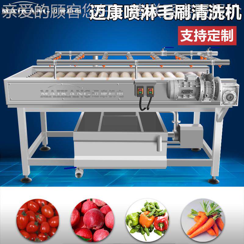 现货供应油桃滚刷清洗机 商用蟠桃清洗机 全自动血桃清洗设备
