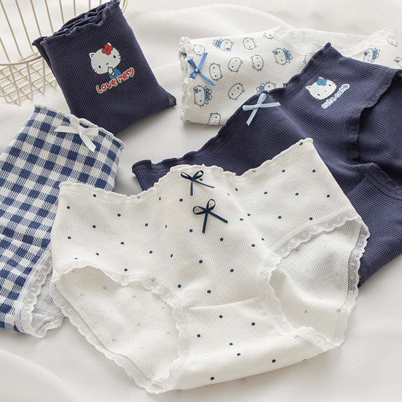 A类婴儿棉少女学生卡通内裤女舒适7A纯棉抗菌裆中腰包臀三角裤头