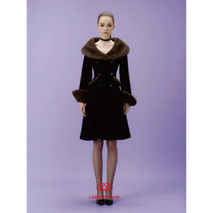 Labor of Love 冷面娇娃 原创设计立体剪裁进口羊毛收腰A字黑大衣