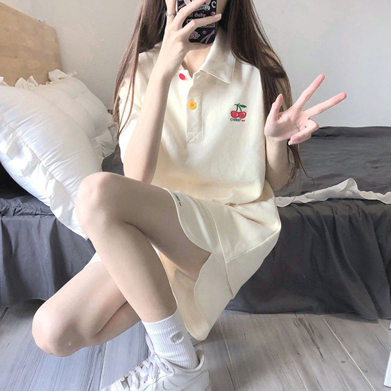 初中少女学生运动套装女夏小清新短裤两件套Polo衫休闲运动服宽松