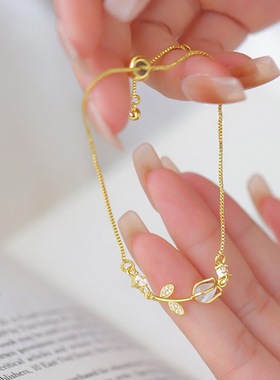 新中式和田玉玫瑰花银手链女生