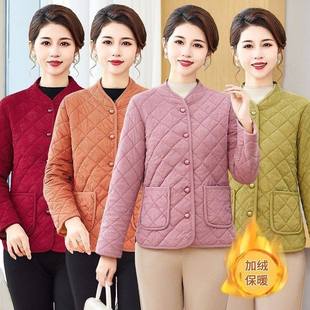 中年妈妈加绒加厚棉衣外套灯芯绒棉服2025冬季 棉袄内胆 中老年女装