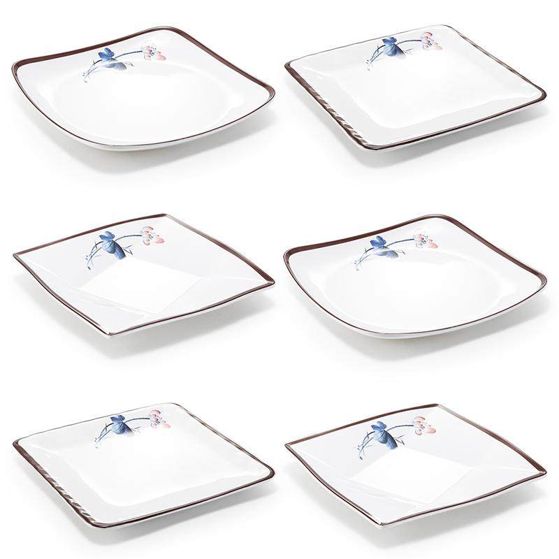密胺盘子10个装商用仿瓷正方形四方翘脚塑料碟子快餐炒菜盖浇饭盘,餐饮具,餐用托盘,淘宝优惠券,粉丝福利购,淘宝优惠卷