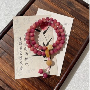 菩提精雕奶酪莲花手作 乌梅子酱菩提双圈跑环手串 送盘玩袋手套