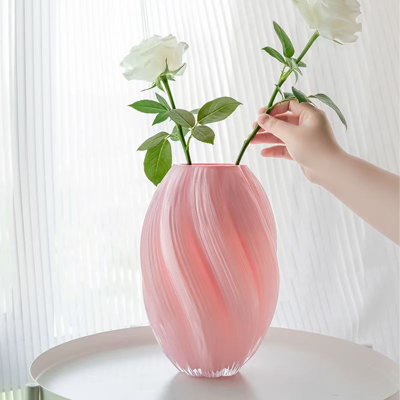 简约麦芽糖家居玻璃花瓶北欧轻奢插花鲜花仿真花器客厅餐桌摆件