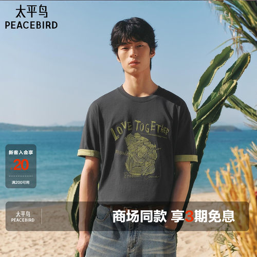 【商场同款】太平鸟男装 26年新款休闲T恤潮流时尚短袖B1CNG2157