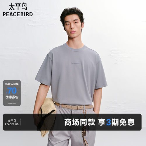 【商场同款】太平鸟男装T恤26夏季宽松阔版刺绣短袖潮 B1CNG2217