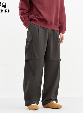 【商场同款】太平鸟男装 潮流棕色工装口袋休闲长裤男B2GLG1367