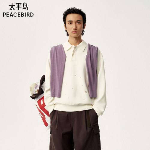 太平鸟男装 Personal Best By PEACEBIRD专柜翻领卫衣 B2CRG1362