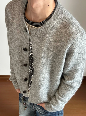 MAISTEP 美式复古慵懒高级感针织开衫羊毛混纺男休闲小众外套情侣