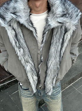 MAISTEP 短款双层毛绒立领派克服棉衣冬季座山雕夹克棉服外套男女